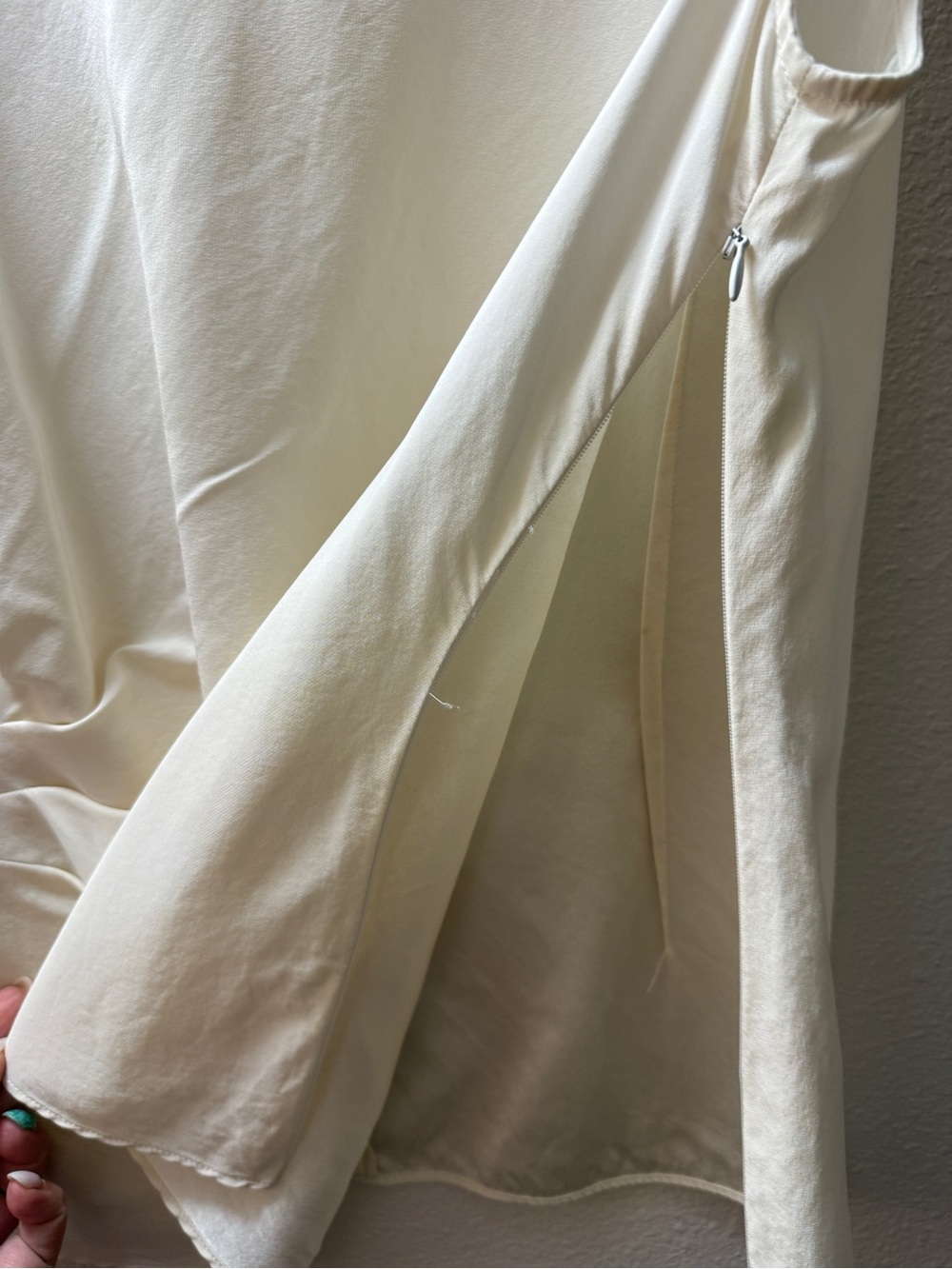 Lafayette 148 New York 100% Silk Blouse Top Size 14 Ivory Side Drape Rushed - Picture 5 of 11